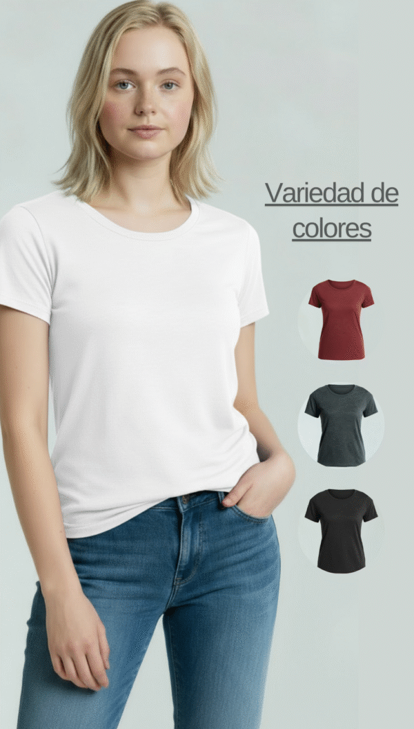 Remera Basica Modal Mujer Elastizada Manga Corta Covac