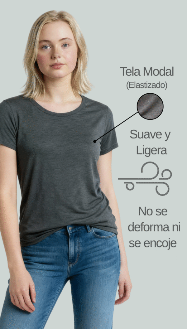 Remera Basica Modal Mujer Elastizada Manga Corta Covac