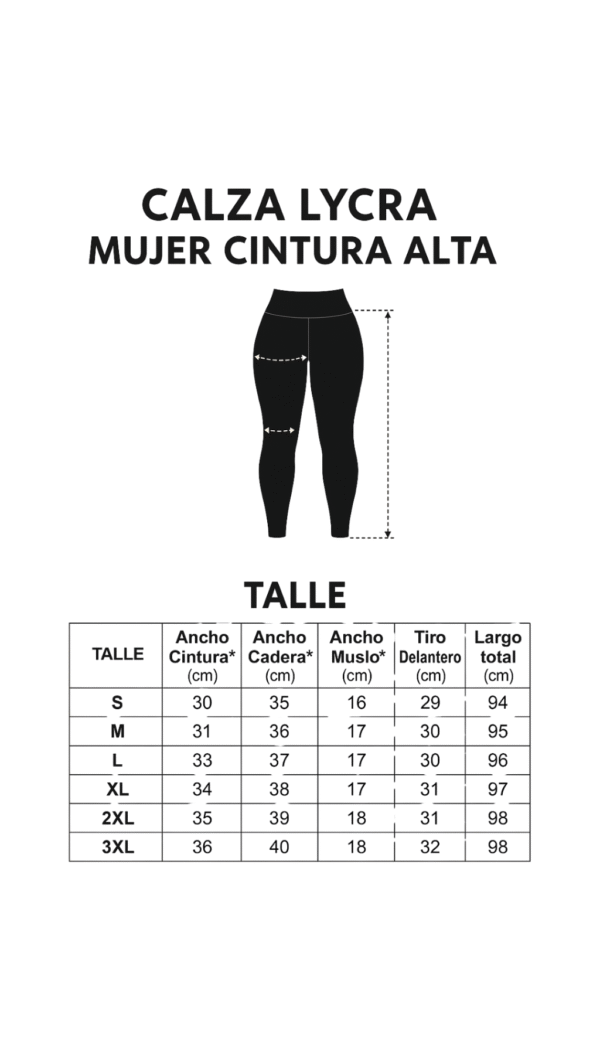 Calza Chupin Lycra Mujer Tiro Alto