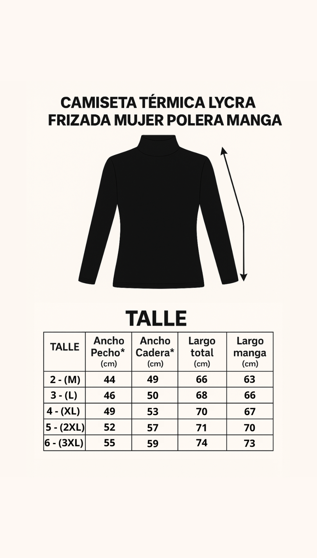 Polera Termica Lycra Frizada Manga Larga
